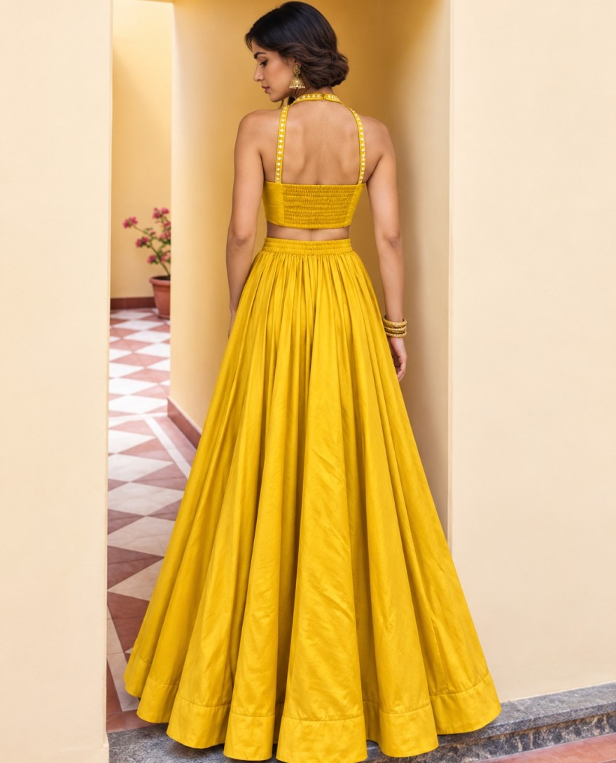 9027 - Epitome Embroidered Yellow Lehenga Choli